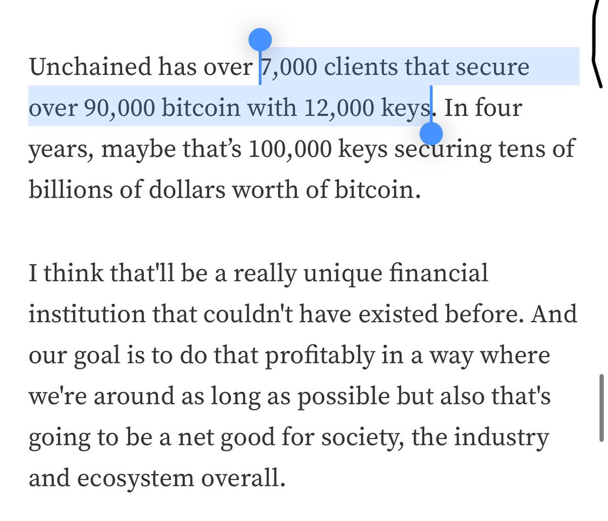 Really impressive stat from @unchainedcom: Over 90k $BTC secured by 7k+  clients with 12k+ different keys. Collaborative multi-sig #bitcoin storage  is the standard.