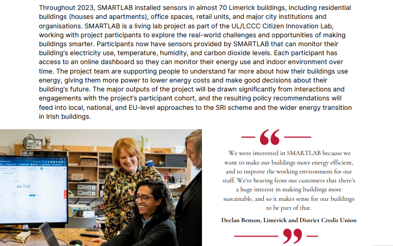 Lovely to see SMARTLAB featured alongside some amazing projects in the UL Engage Report!