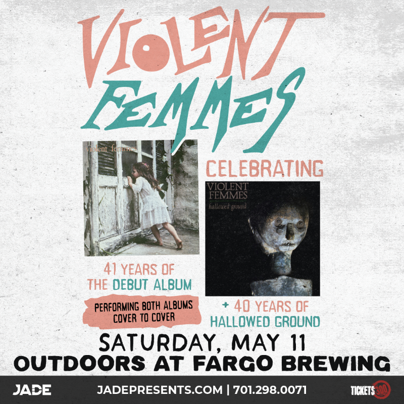 If you miss the days of listening to the full album, you should check out @violentfemmes playing their first two full albums from front to back Outdoors at @fargobrewing on May 11. Get your tickets here bit.ly/48ZvWv6; get them before they're gone!