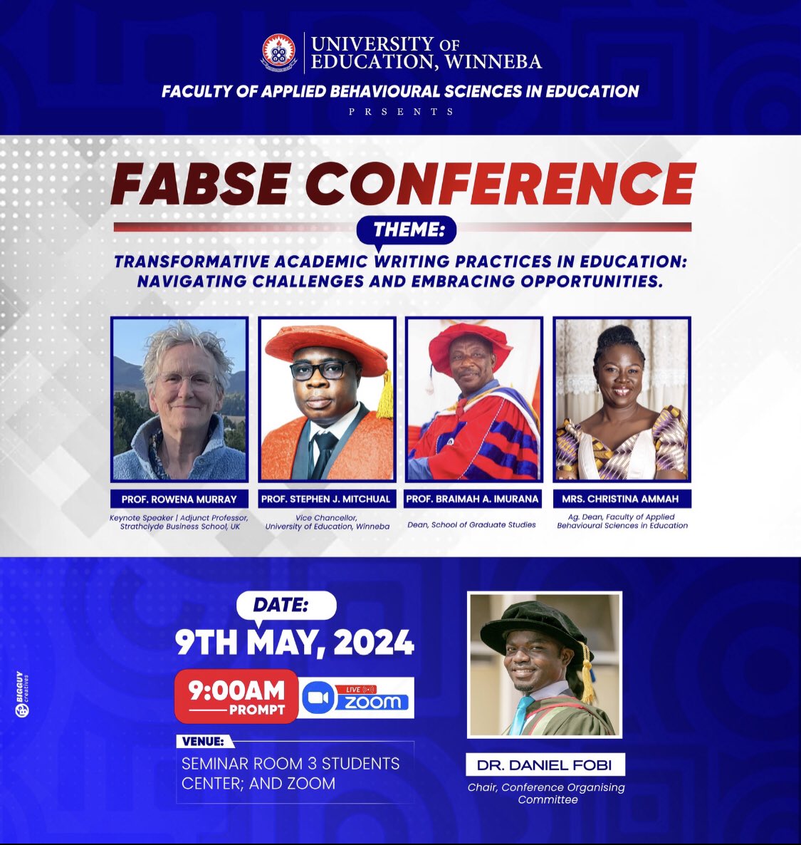DannyFobi's tweet photo. Our maiden faculty conference on academic writing is here. Join us as Prof Rowena Murray takes us through transformative academic writing practices in education https://t.co/IvLvNKJ9xD