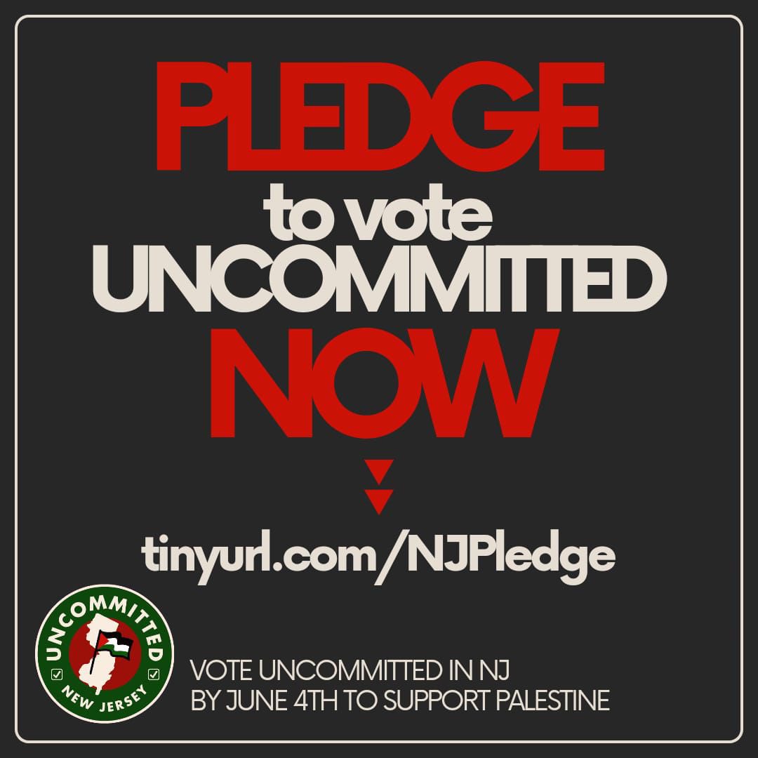 NJ! Mail in ballots go out this week. Will you join us in pledging to vote Uncommitted? Check the link in our bio for more info!
