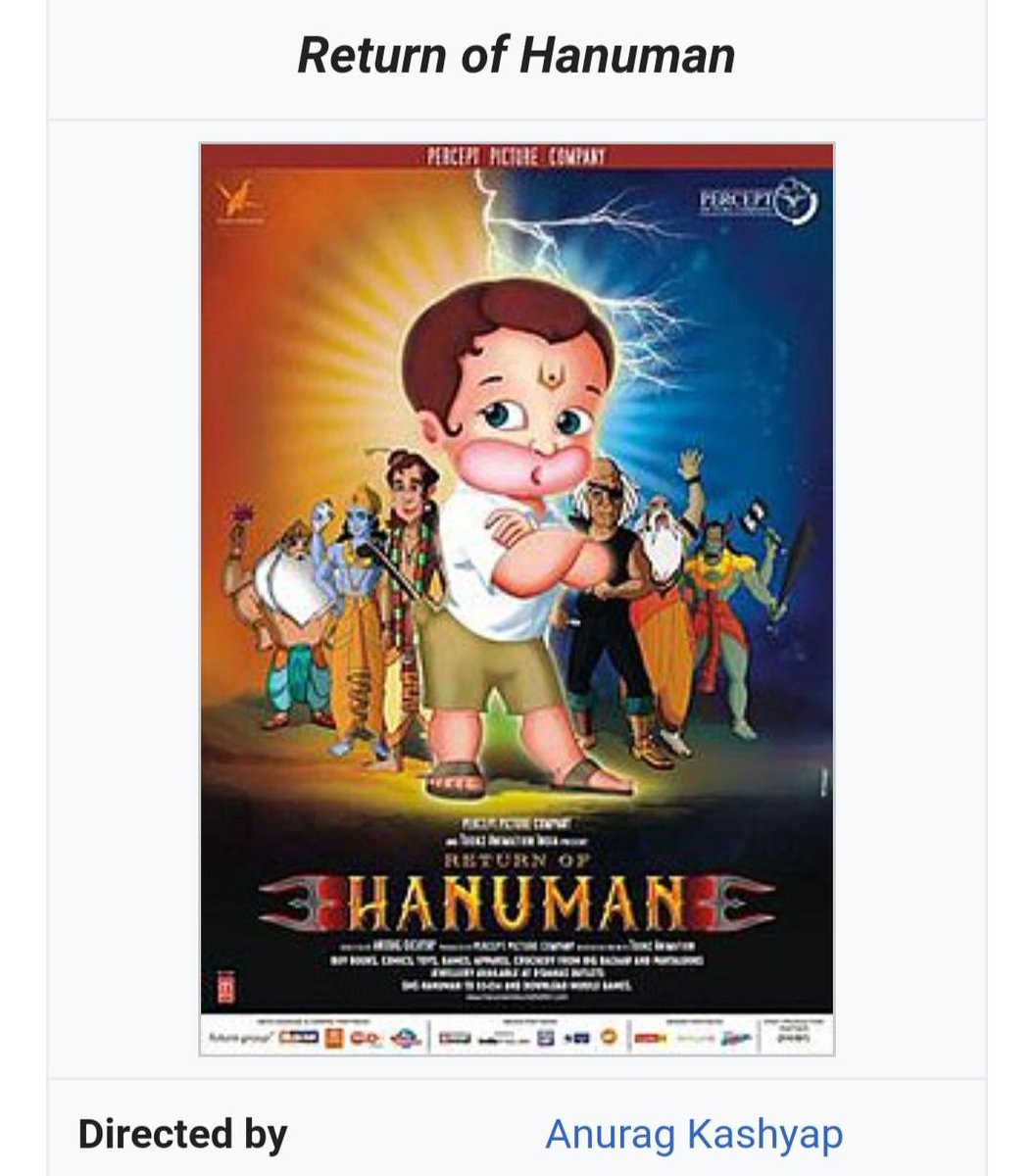 sometimes I'm randomly just chilling and I suddenly remember that Anurag Kashyap directed Return of Hanuman and it has songs by Adnan Sami and Daler Mehndi in it