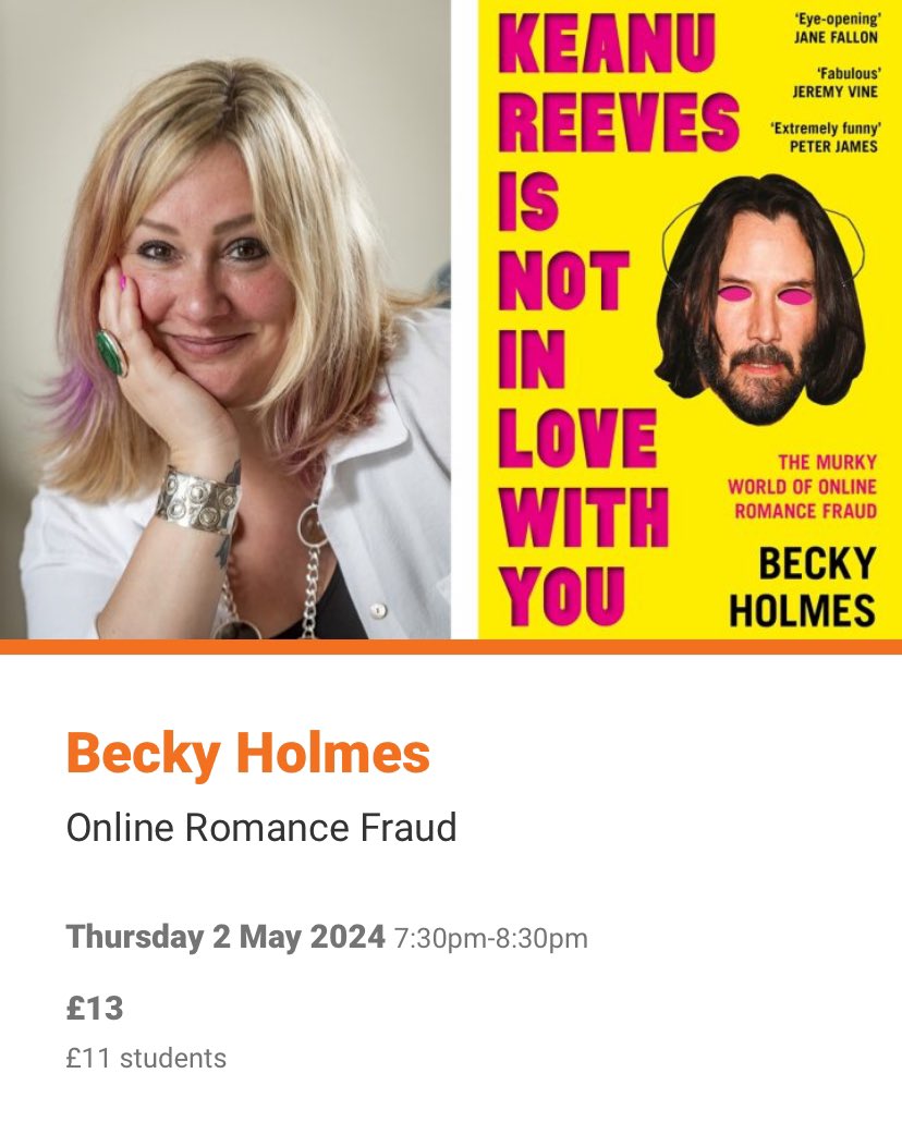 Only one week to go until the @StratLitFest starts and we’re very excited!! Today’ss author highlight is for local author @deathtospinach for her wonderfully titled book Keanu Reeves is Not in Love with You!! Pick up your copy today 📚