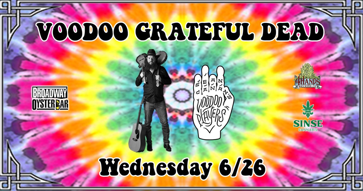 From Sean: 'Hey  folks, we have to postpone tonight's Voodoo Grateful Dead show until  June 26th.  Thanks for your understanding, and we'll see you at a show  soon!'
#SCVPS #BroadwayOysterBar