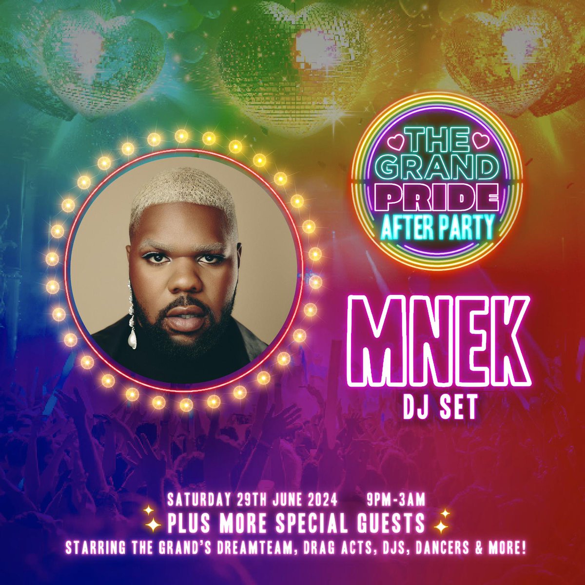 The incomparable @MNEK headlines our Pride After Party 2024! 🪩🏳️‍🌈✨ Tix on-sale now: link.dice.fm/Aefc26a93c17 London’s biggest Pride After Party returns to our dance floor on Sat 29th June 2024, and is headlined by the one and only MNEK bringing a fiiiireeee DJ set 🔥