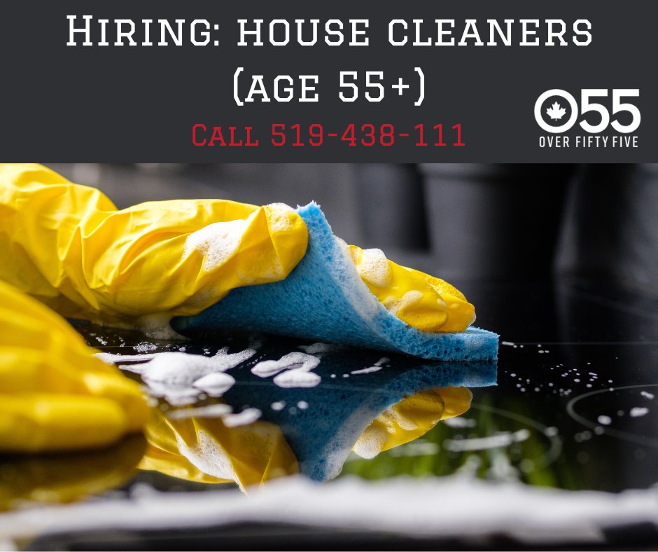 o55skills's tweet image. We are looking for house cleaners to join our team of associates. Work as an independent contractor and receive work from us. 
Call 519-438-1111 if interested.
Learn more about O55 at: o55.ca
#ldnont #HiringAlert #jobseekers #jobsearch