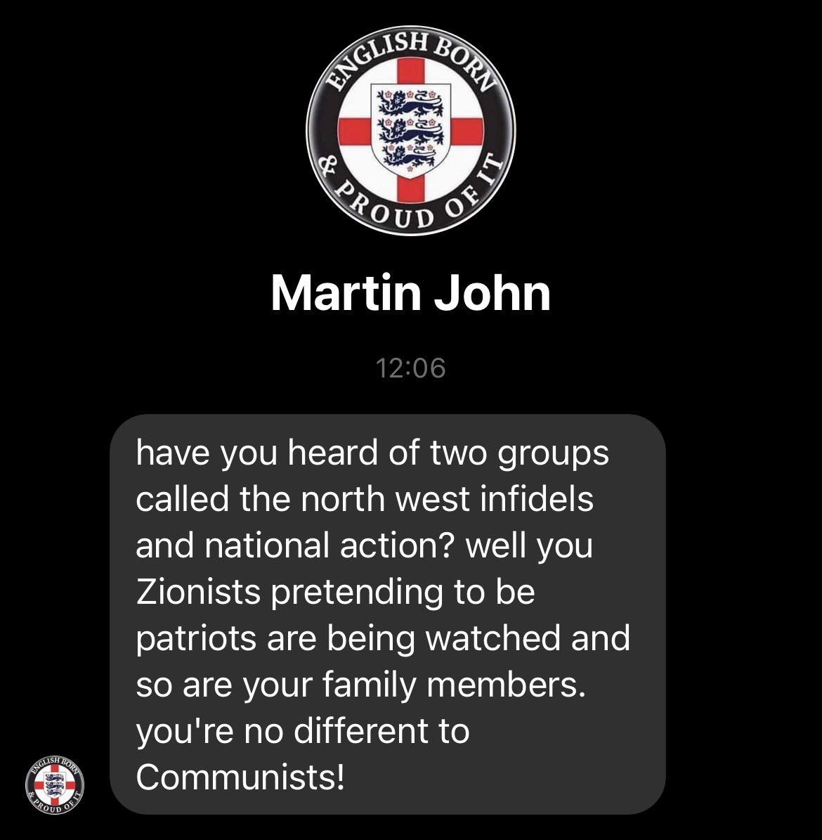 These are the types of messages we receive.. just so you know. And people say we’re “far right”. The far right hate us.