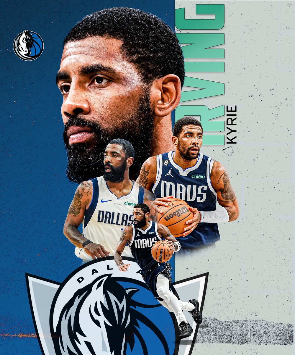 BradCajar's tweet photo. Player poster for 
@KyrieIrving 

#GraphicDesigner #mavericks #kyrie https://t.co/M8TQ17rkcj