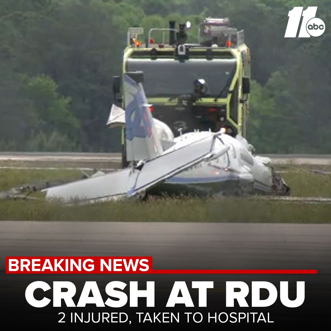 2 injured in airplane crash at Raleigh-Durham International Airport | LATEST>>abc11.com/rdu-flights-pl…