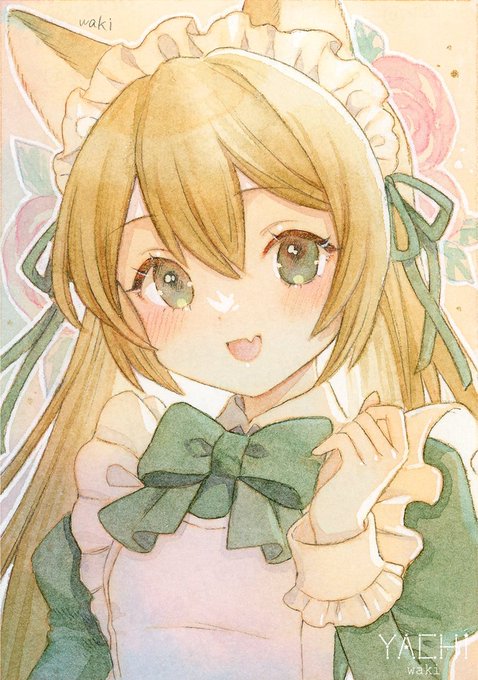 「green ribbon twintails」 illustration images(Latest)