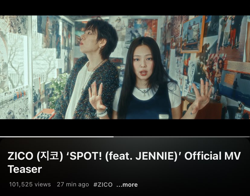 📝 240425 SPOT! MV Teaser feat. #JENNIE has now surpassed 100K views on Youtube after 27 minutes youtu.be/M0ZchrCnR2I?si… SPOT TEASER WITH JENNIE #D1TOSPOT