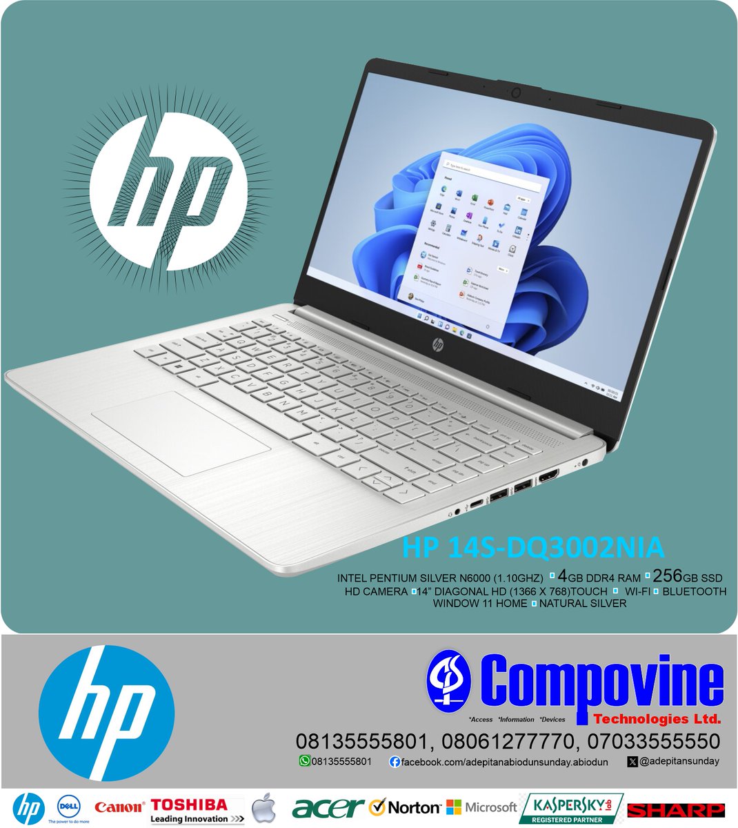 HP 14S INTEL PENTIUM 4GB RAM 256GB SSD 14' DIAGONAL (1366 X 768) TOUCH CAMERA WI-FI BLUETOOTH BACKLIT KEYBOARD WINDOWS 11 HOME NATURAL SILVER #Dollar #leadbritishinternationalschool #LeadBritishSchool #Festus Keyamo #South East #Reno #Central Bank of Nigeria #Yahaya Bello #Abuja