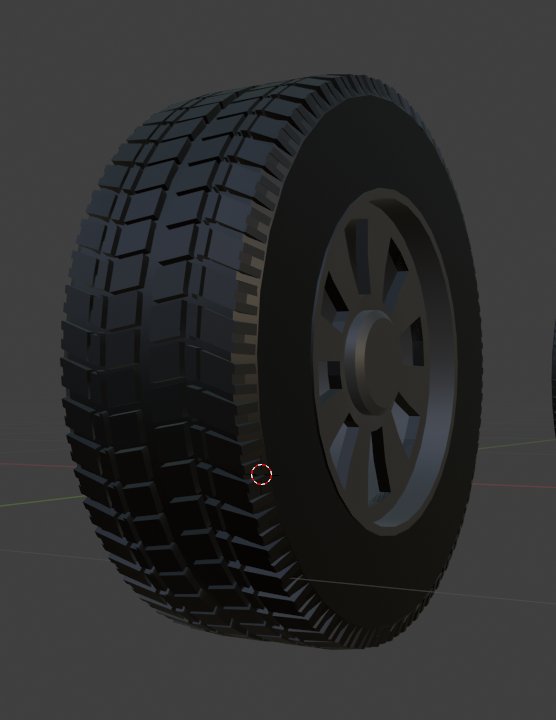 JakeHansen36's tweet photo. First attempt at making tire tread with Blender. I'm surprised how easy it was with the tools Blender has. 

#blender #GameDev #IndieGameDev https://t.co/5HXiF1VP3i