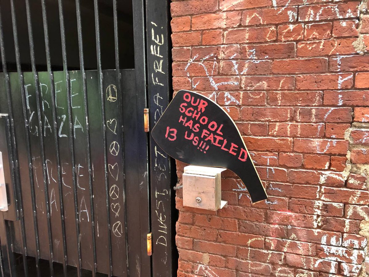 Students from @EmersonCollege are hindering passage through Boylston Place Alley, which provides access to the Massachusetts State Transportation Building. They are revealing that a diploma from Emerson does not assure future employers that the bearers are capable of rational