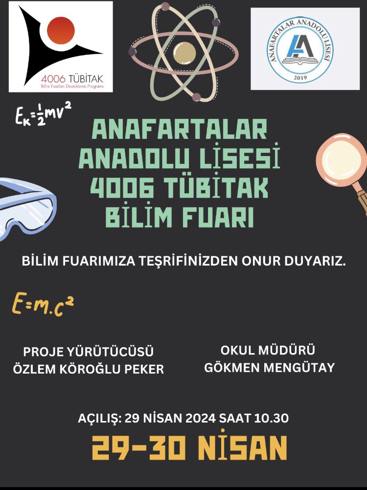 AnafartalAl's tweet photo. İlk defa düzenleyeceğimiz ve büyük bir heyecanla hazırladığımız Bilim Fuarımıza teşriflerinin bizi onurlandıracaktır.@denizlimem @Pamukkale_Kymkm @ArgeDenizli @emre_caliskan @mhtcimen @YTEMEL3 @PamukkaleMEM @ZiniSafak @gokmen_mengutay https://t.co/AJG8ZFCk3R