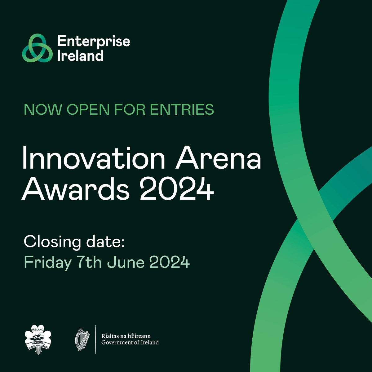 Applications are now open for Enterprise Ireland’s 2024 Innovation Arena Awards in partnership with @NPAIE. Short-listed applicants will be invited to showcase their agri solutions at the Innovation Arena from 17 -19 September 2024. Find out more: rebrand.ly/I-A-24
