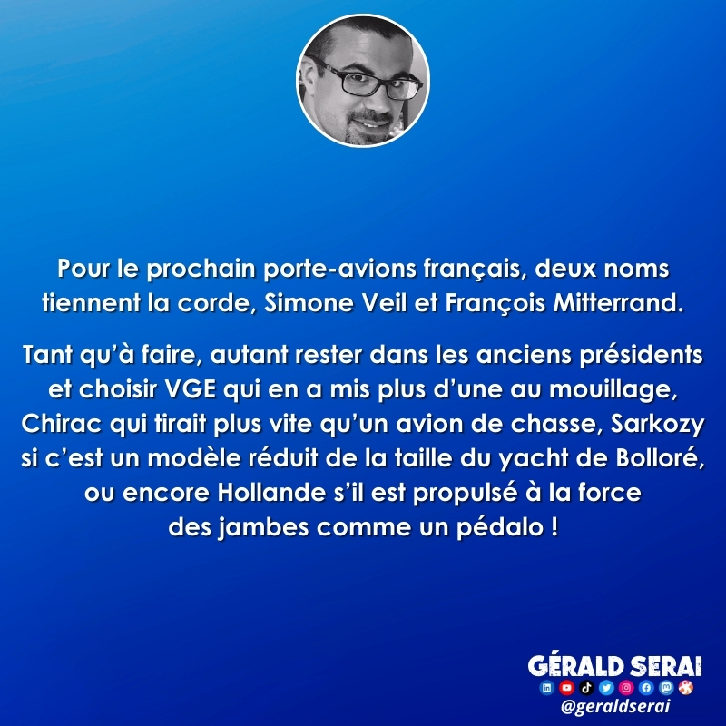 #bfn #breakingfakenews #humour #brèves #actualite  #porteavions #simoneveil #françoismitterrand #vge #chirac #Sarkozy  #hollande 

Suivez-moi ! 😜