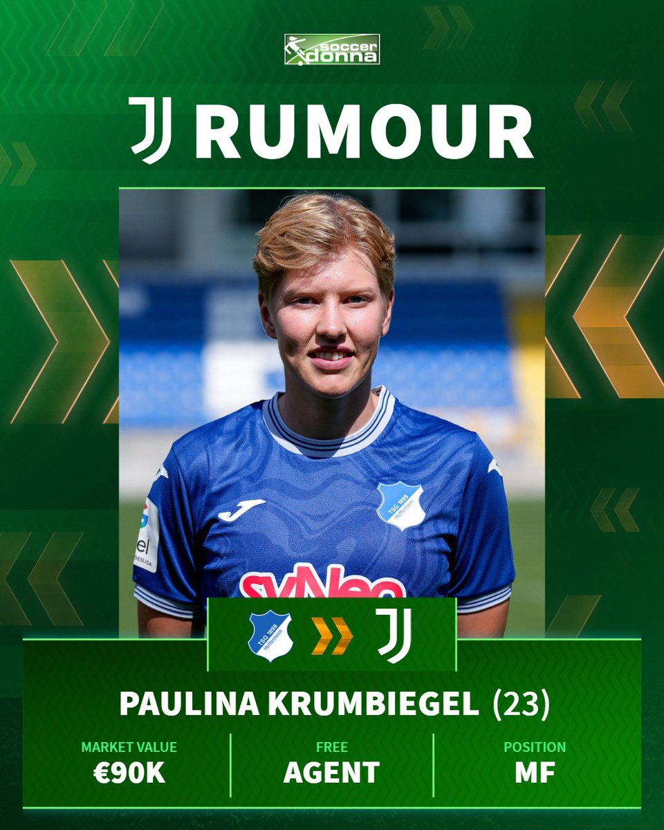 According to Giovanni Albanese and confirmed by Mauro Munno, 🇩🇪 Paulina Krumbiegel is about to leave the Bundesliga for Juventus FC. The contract of the 23-year-old‘s midfielder with TSG Hoffenheim expires at the end of the season. #JuventusFC #figcfemminile #PaulinaKrumbiegel