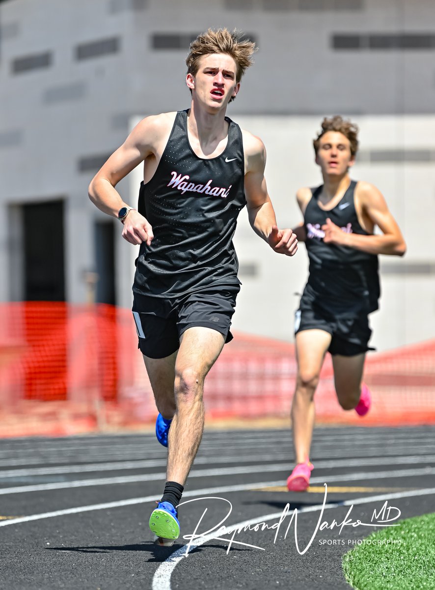 Wapahani Raiders Distance Runner Senior Nick Cook stretches his lead as he rounds turn two in the 1600 meter run during the Muncie Central Relays