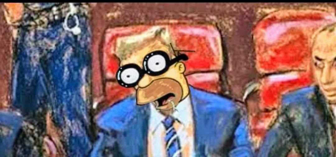 I feel like the courtroom sketch artist isn’t taking his job seriously.