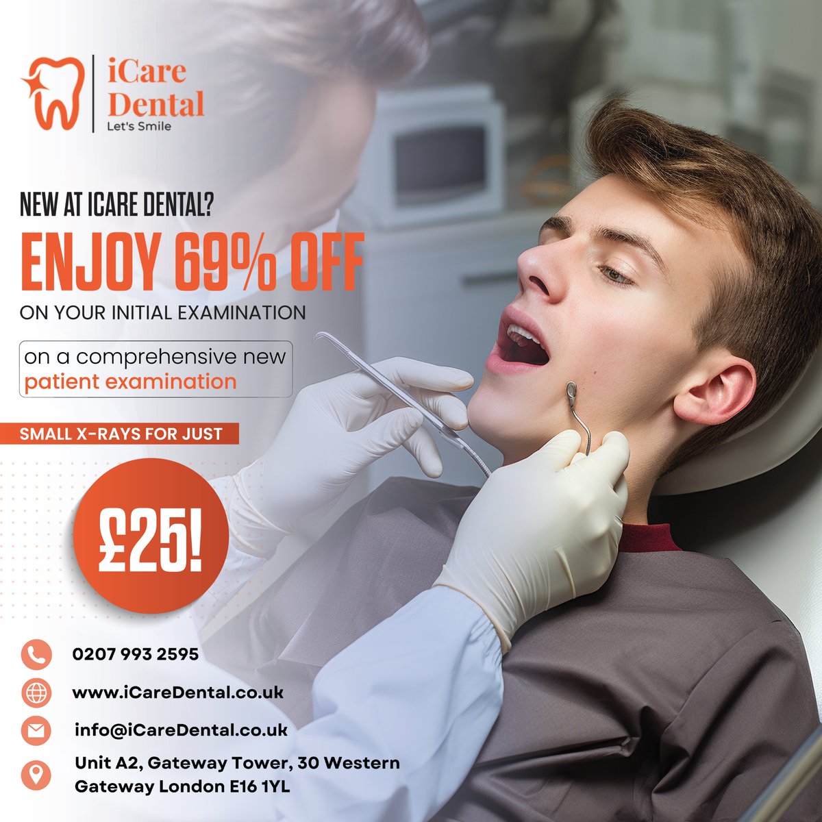 😁 Enjoy a dazzling 69% off our comprehensive new patient exam with small X-rays for only £25! Don't miss out on this amazing deal to kickstart your journey 
#DentalSavings #SmileGoals #dentist #Teethcleaning #Teethwhitening #teeth