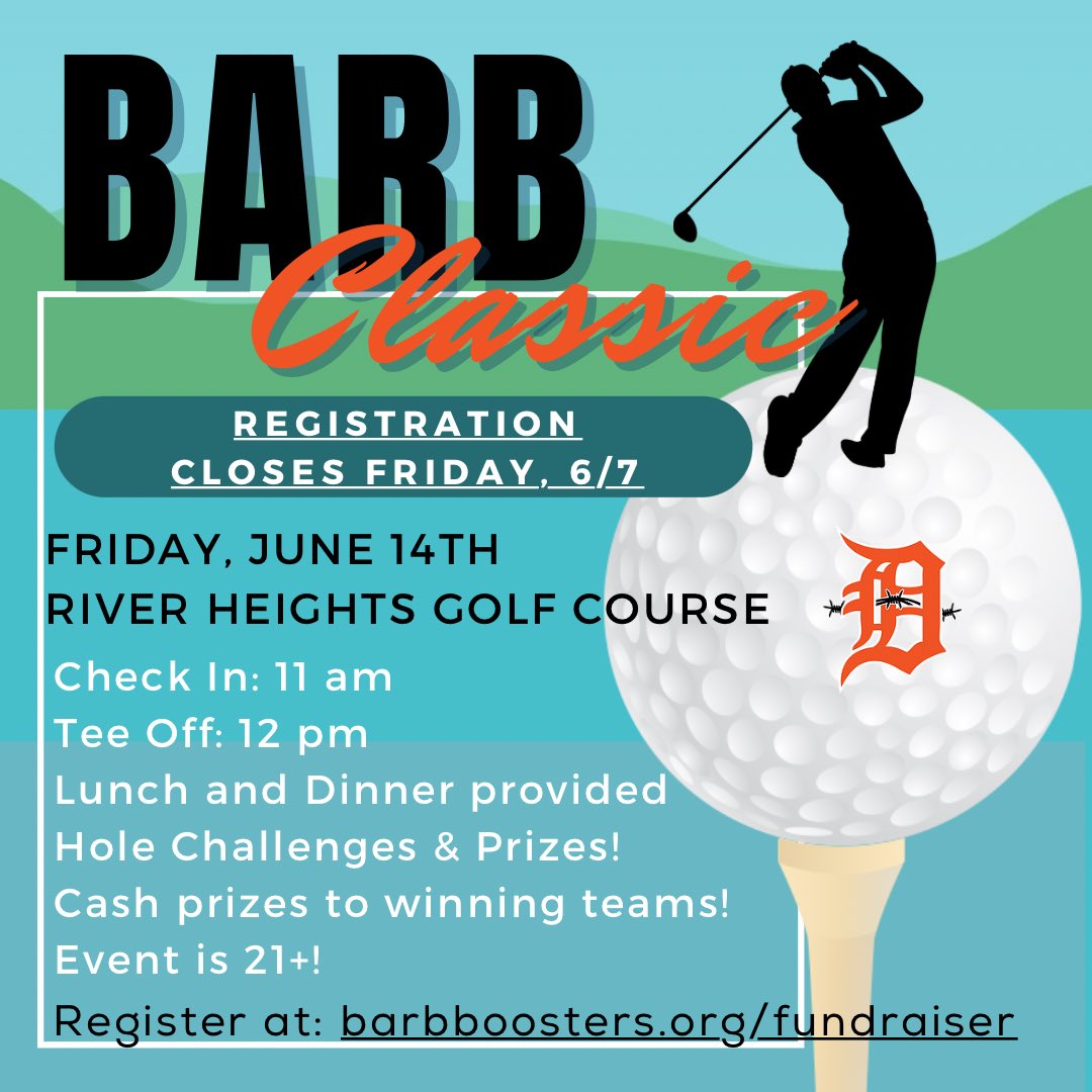 Excited for summer? So are we! Join us on June 14th at the Barb Classic Golf Outing to trade cold weather for sunny fairways. Prepare for a day of golfing and sunshine – sign up now! barbboosters.org/fundraiser