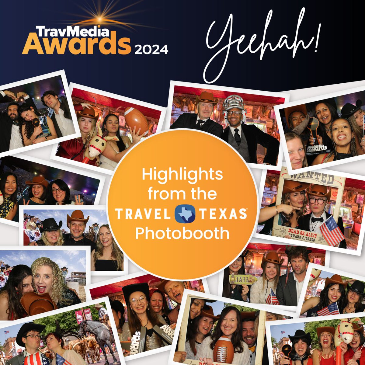 🐴 Saddle up, y'all! Here's a round-up of some wild west end moments captured at the photo booth at the #TravMediaAwards after-party. Ten gallon hats off to Travel Texas for rustlin' up some good ol’ times and sponsoring the photobooth fun! 🤠