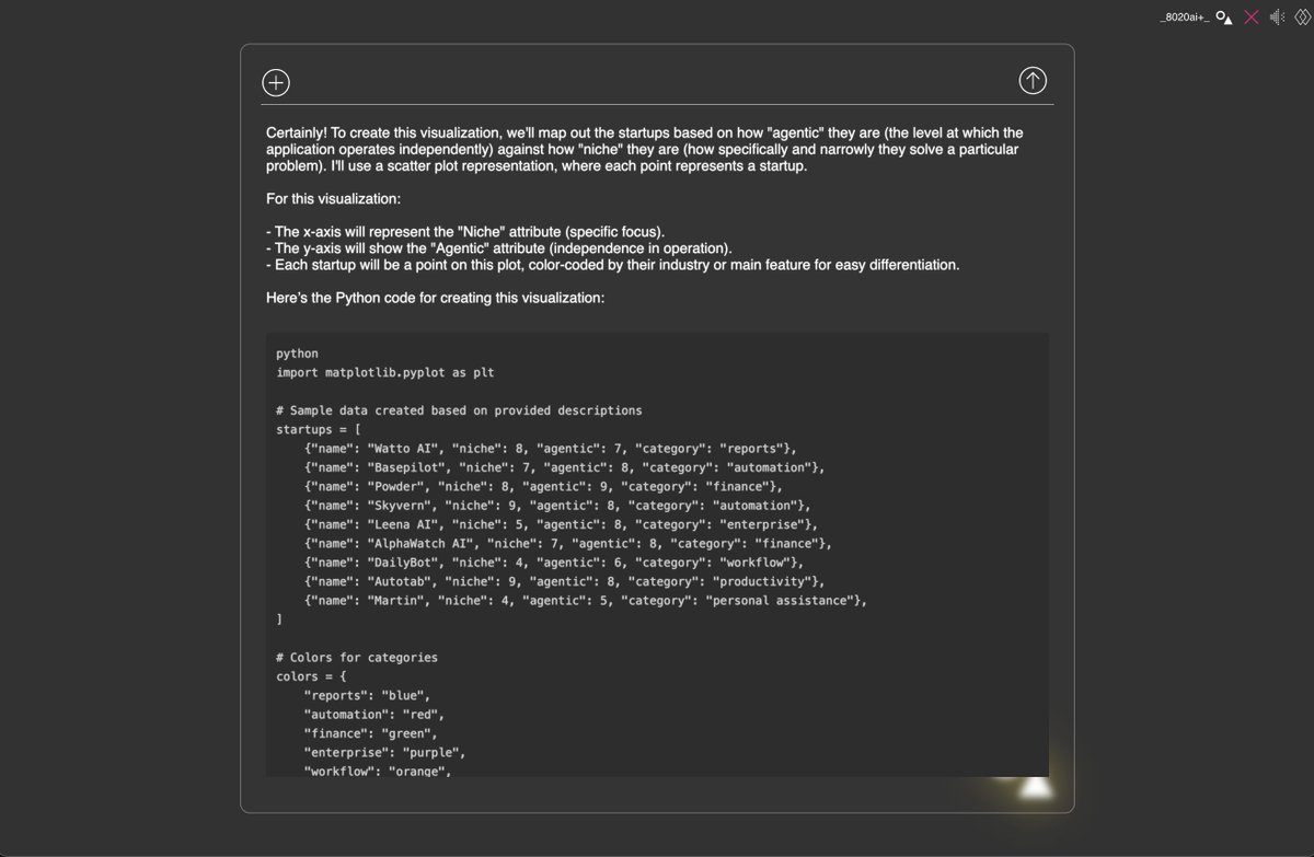 jurajsalapa's tweet image. every LLM wrapper needs to have a code interpreter inside .. its like giving LLM hands
#LLM #codeinterpreter #AI @OpenAIDevs