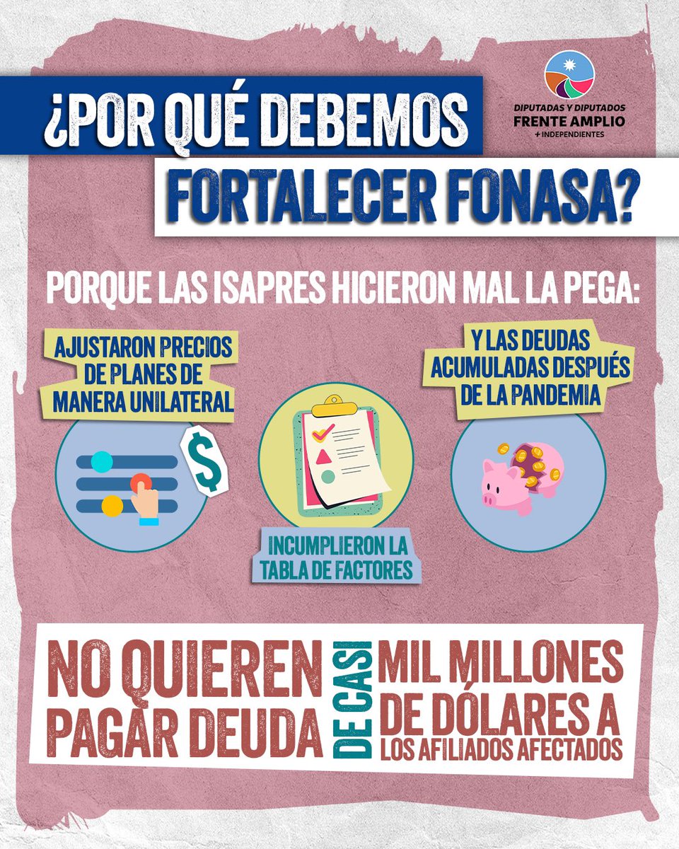 Hoy se vota en sala la ley corta de Isapres y nuestra postura es clara: Fortalecer Fonasa es fundamental ante la crisis que generó la industria