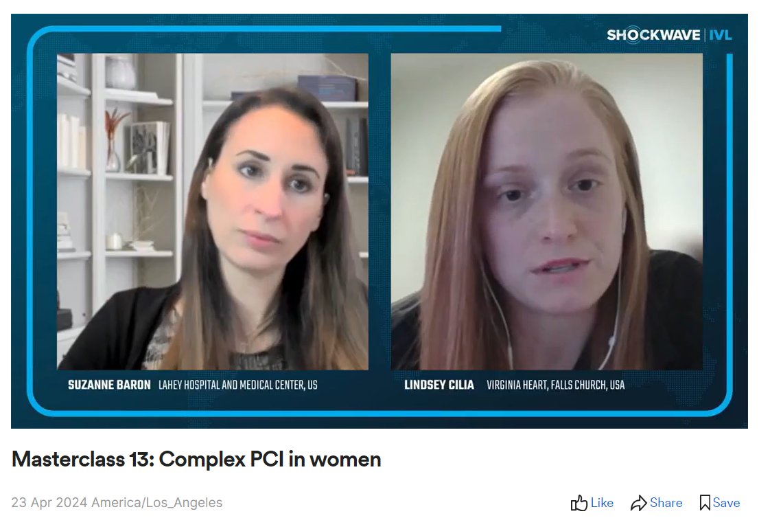 A huge thank you to Drs. @lindsey_cilia and @SuzanneJBaron for leading an educational, high-impact live Q&A last night for the Calcium Masterclass on #ComplexPCI in Women. Thanks also to the presenters in the Masterclass, Drs. @Drroxmehran @SuzanneJBaron @kevinjamescroce…