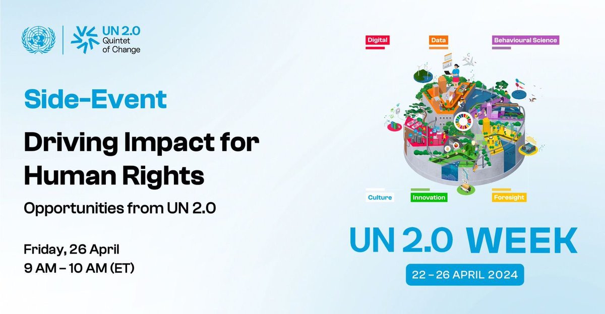 How is UN 2.0 driving impact for #humanrights across the globe? Tune into the discussion to learn more about current UN Human Rights initiatives & upcoming opportunities to strengthen human rights as a propulsive force to meet global challenges.   📅 Friday, 26 April 🕒 15:00…