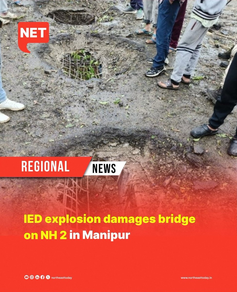 #Manipur | A bridge on the National Highway 2 in ethnic violence-hit Manipur’s Kangpokpi district was partially damaged in an IED explosion early on Wednesday, disrupting traffic movement in area. #ManipurViolence #ManipurHorror #ManipurUnrest