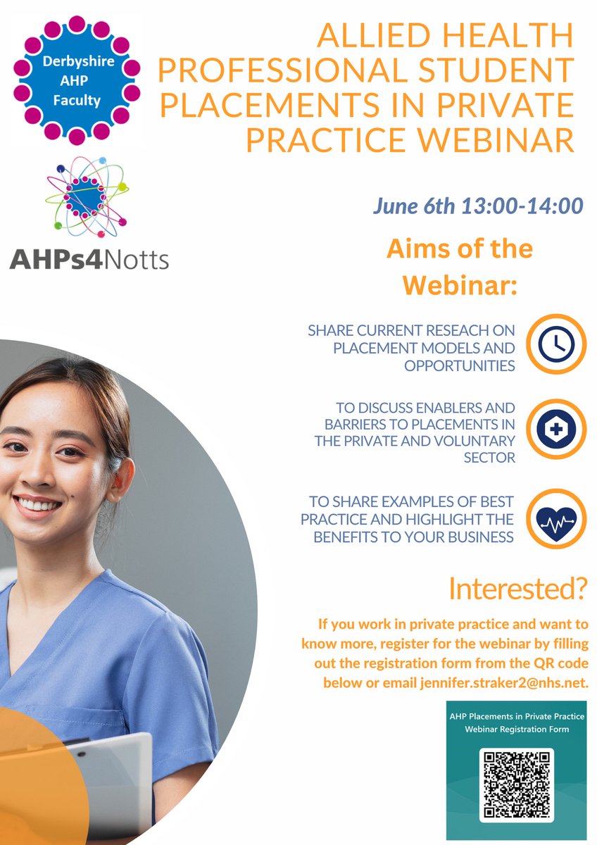 AHPs4Notts (@ahps4notts) on Twitter photo For all #AHPs working in private/independent/voluntary sectors- come and find out how you can support student placements ⬇️ <a href="/MidlandsAhps/">Midlands AHPs</a> <a href="/Notts_ICS/">Nottingham+Nottinghamshire Integrated Care System</a> <a href="/JoinedUpCare/">Joined Up Care Derbyshire</a> <a href="/strakerjen/">Jennifer Straker</a> <a href="/DerbyshireAHP/">Derbyshire AHP Faculty</a> <a href="/JayneSeagrave/">Jayne Seagrave</a> For all #AHPs working in private/independent/voluntary sectors- come and find out how you can support student placements ⬇️ <a href="/MidlandsAhps/">Midlands AHPs</a> <a href="/Notts_ICS/">Nottingham+Nottinghamshire Integrated Care System</a> <a href="/JoinedUpCare/">Joined Up Care Derbyshire</a> <a href="/strakerjen/">Jennifer Straker</a> <a href="/DerbyshireAHP/">Derbyshire AHP Faculty</a> <a href="/JayneSeagrave/">Jayne Seagrave</a>
