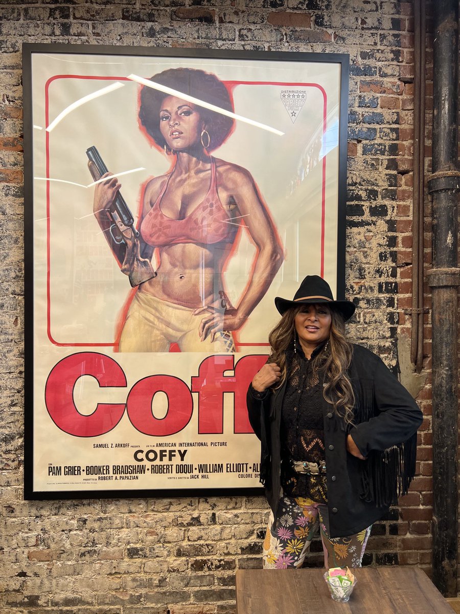okayplayer's tweet photo. Pam Grier stopped by to visit Pam's Coffy, an LA coffee shop owned by Quentin Tarantino, and dedicated to her honor! ☕️

What’s your favorite @PamGrier film? 🤔 https://t.co/3gmgiSkVjI