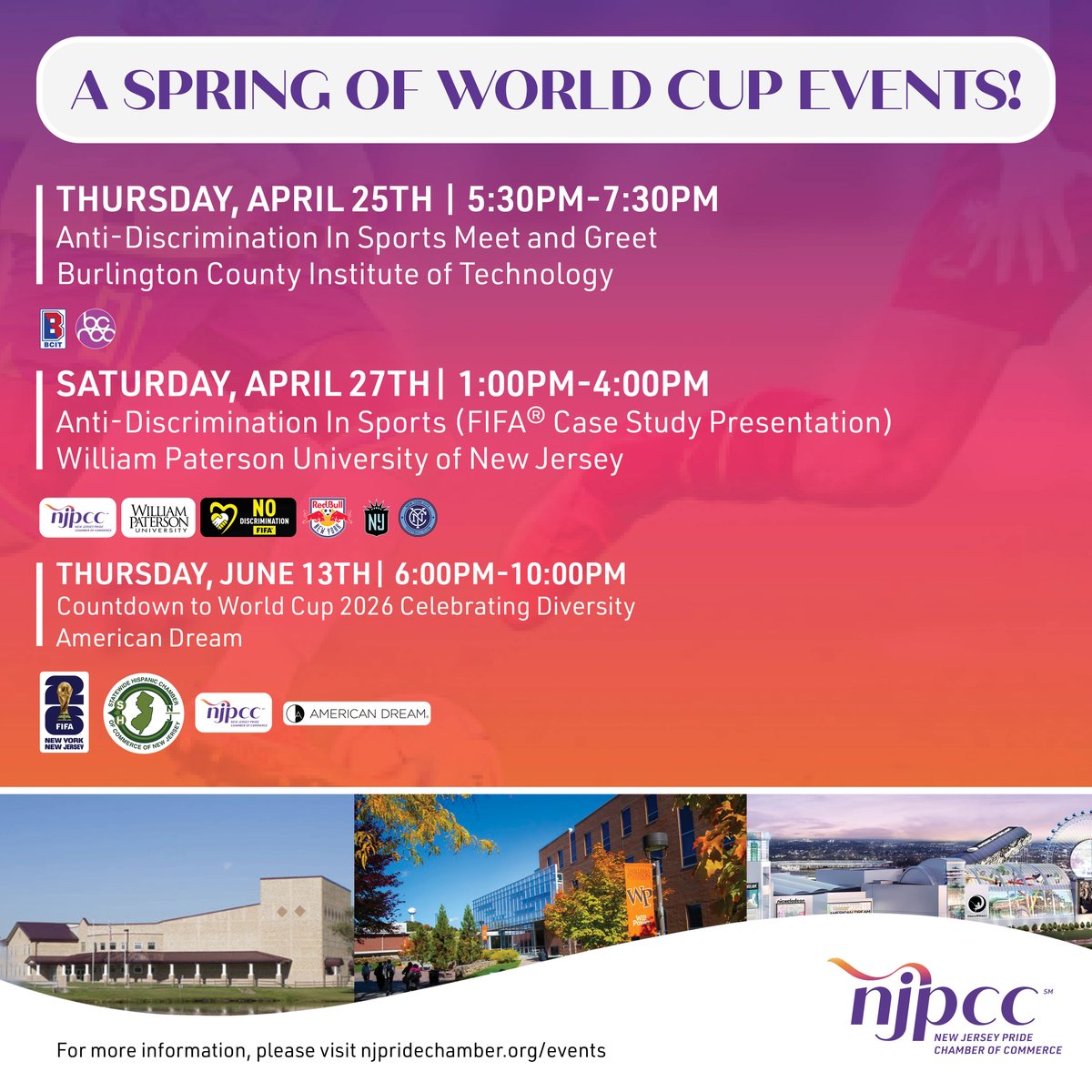 🚨 REGISTER TODAY! 🚨 @NJPrideChamber has invited FIFA to present its DEI & Racism initiative at @wpunj_edu from 1 to 4 PM on April 27. This is a free event but only registered attendees will be allowed in. Register here: bit.ly/4aQ1JzC