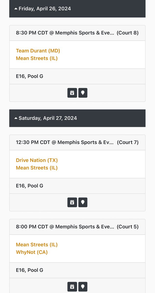 @NikeEYB Session 1: Memphis 16U EYBL Schedule 4/26 Vs Team Durant 8:30 P.M. Court 8 4/27 Vs Drive Nation 12:30 P.M. Court 7 Vs Team WhyNot 8 P.M. Court 5 Ⓜ️💨 #RespectTheStreets