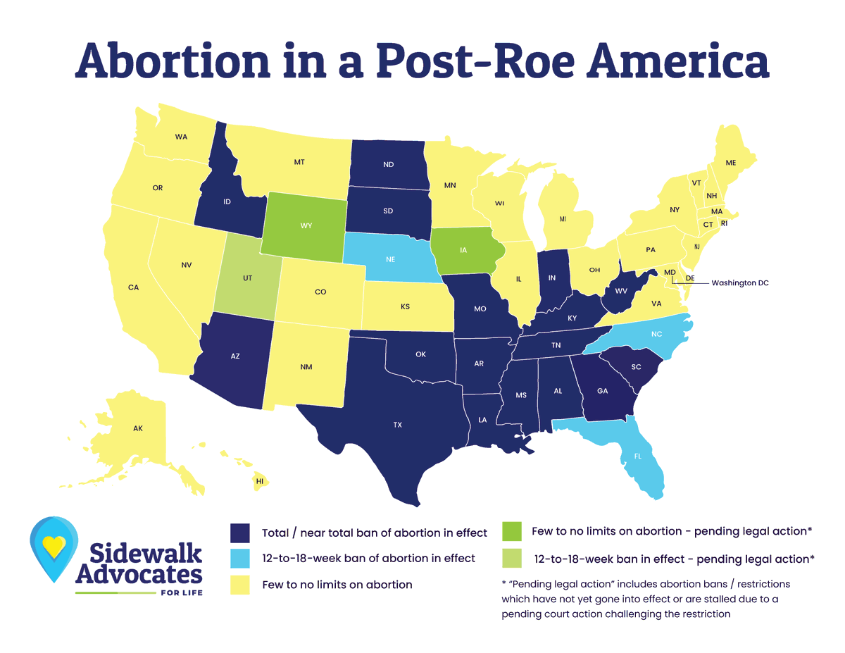 Today Arizona's near-total abortion ban goes into effect! We love making updates like this to our map 💛

#sidewalkadvocacy #sidewalkadvocates #prolife #abortion #endabortion #abortionaccess #prolifegeneration #Arizona