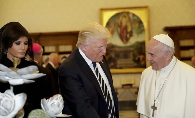 It seems that every president meets the Pope, Trump's mother is from the Scottish MacLeod clan. who are married into the Stewart/Stuart and Campbell clan who are closely related to the Medici(Bruce).
Trump also has many Freemasons among his ancestors.