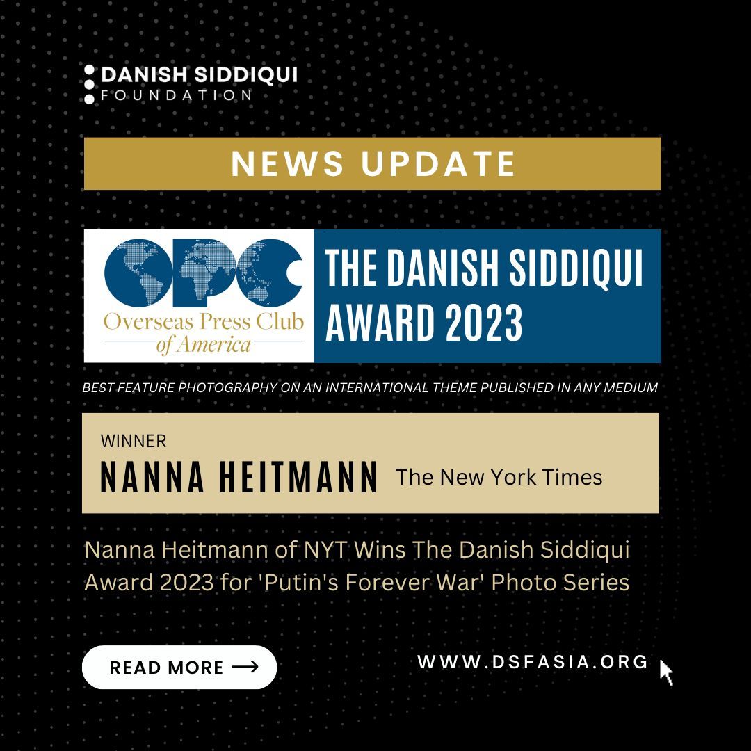 Renowned photojournalist Nanna Heitmann, New York Times, has been honored with the Danish Siddiqui Award 2023 by Overseas Press of America for her exceptional work titled 'Putin’s Forever War'

Read More: buff.ly/49LmETx 

#danishsiddiquiaward #OPCAmerica #photojournalism