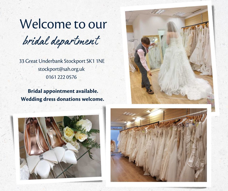 Our bridal department features both brand new and pre-loved wedding dresses, as well as accessories to personalise any wedding look! 💐 📅 Pre-book for a bespoke dress try on. 🤍 We'd also appreciate any wedding dress donations! Find out more here: buff.ly/3xNlytm