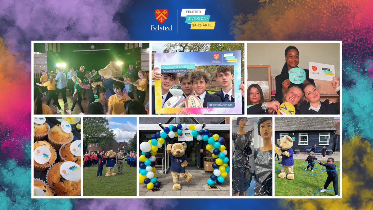 We've seen some spectacular activities at @FelstedSchool for #FelstedGiving24 - from a dance-a-thon and a silent disco, to a recyclable fashion walk and life-size art creation 💃👗🎨 

We had to keep FelsTed 🧸️ away from the bake sale cupcakes 🧁️ 

>> bit.ly/Felsted-Giving…
