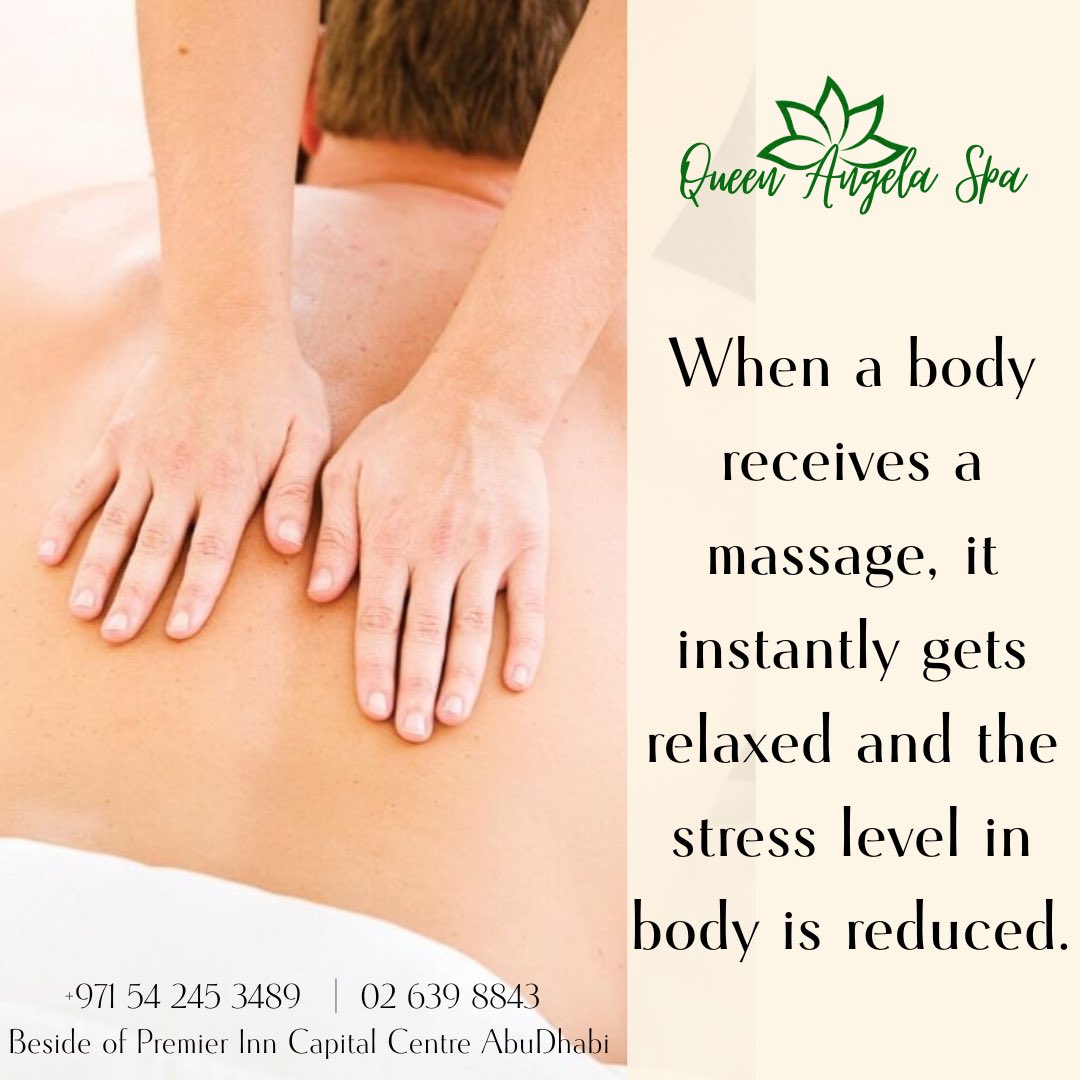 QueenAngelaSpa's tweet photo. When a body receives a massage, it instantly gets relaxed and the stress level in body is reduced.

🌱 Queen Angela Spa 🌱

BOOK YOUR MASSAGE NOW! 
📱WhatsApp: +971 54 245 3489 or +971 50 290 7568
☎️ 02 639 8843

📍Beside of Premier Inn Capital Centre, Abudhabi
#abudhabimassage https://t.co/Xceub1s71j