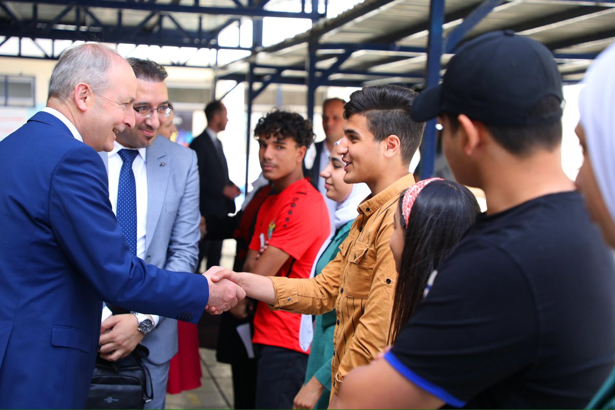 MichealMartinTD's tweet photo. This morning I visited an @UNRWA school at the Talibeh Palestinian refugee camp in Amman.

It was a pleasure to meet the students and teachers.

This is clear evidence of UNRWA’s key role in creating opportunities &amp; a future for young Palestinian refugees. https://t.co/uK4EWoTKlr