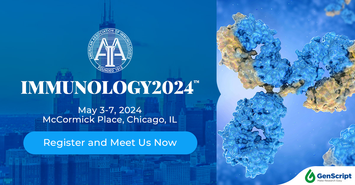 Stop by our booth at #Immunology2024 and meet our incredible team! 🌟 Don't miss this chance to connect with our experts! 😏 genscript.com/immunology-202… #immunotherapy #immunologyresearch