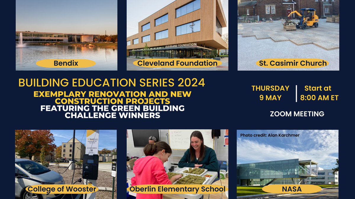 Our next education session will celebrate our Green Building Challenge winning projects in NE Ohio that saved energy, water, transportation emissions and created healthy buildings. Register now to learn about these innovative projects: tickettailor.com/events/clevela…