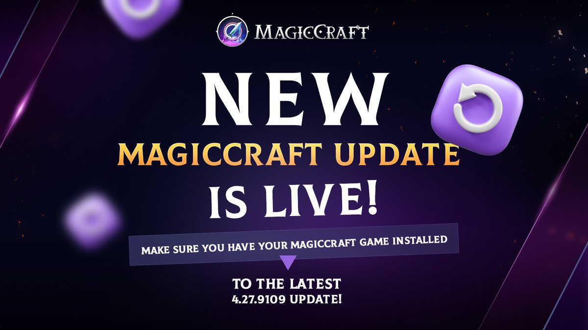 The new MagicCraft game update is now live! We've fixed various bugs, so make sure the latest update is installed on your iOS, Android or PC: 🔗 magiccraft.io 🎁 Free 125 $MCRT bonus to all new users who register!
