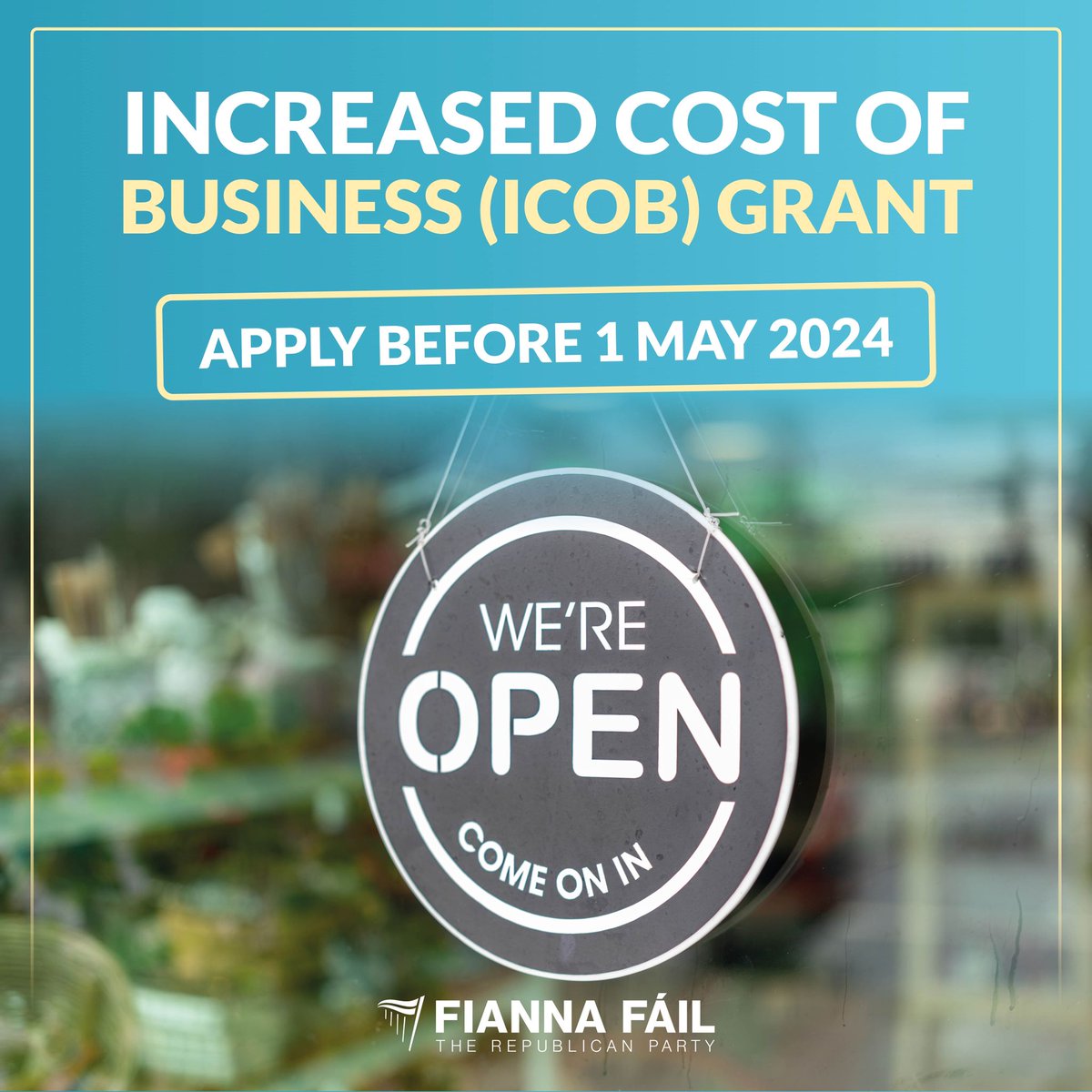 Encouraging all eligible business owners to apply for the Increased Cost of Business grant worth €5,000 before May 1 deadline. This scheme is designed to help those businesses who need it most to meet their increased costs. The grants are available through local authorities.
