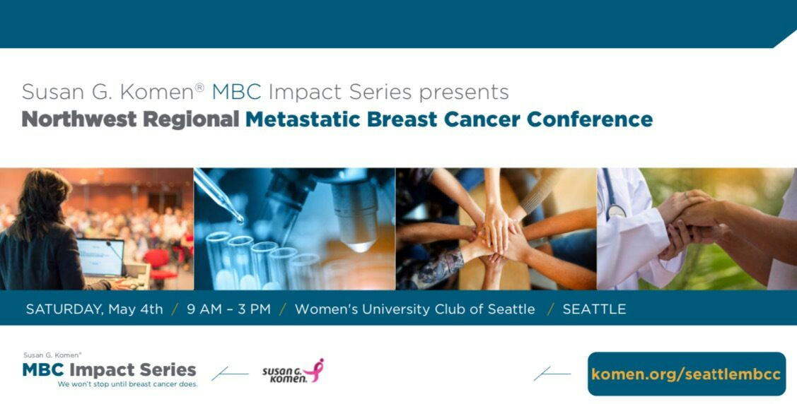Our May 4, MBC Impact Series Northwest Regional Conference in Seattle is your gateway to comprehensive resources and expert insights for living with metastatic breast cancer. Registrations must be complete by May 1. Secure your spot today: bit.ly/3v4Bjef
