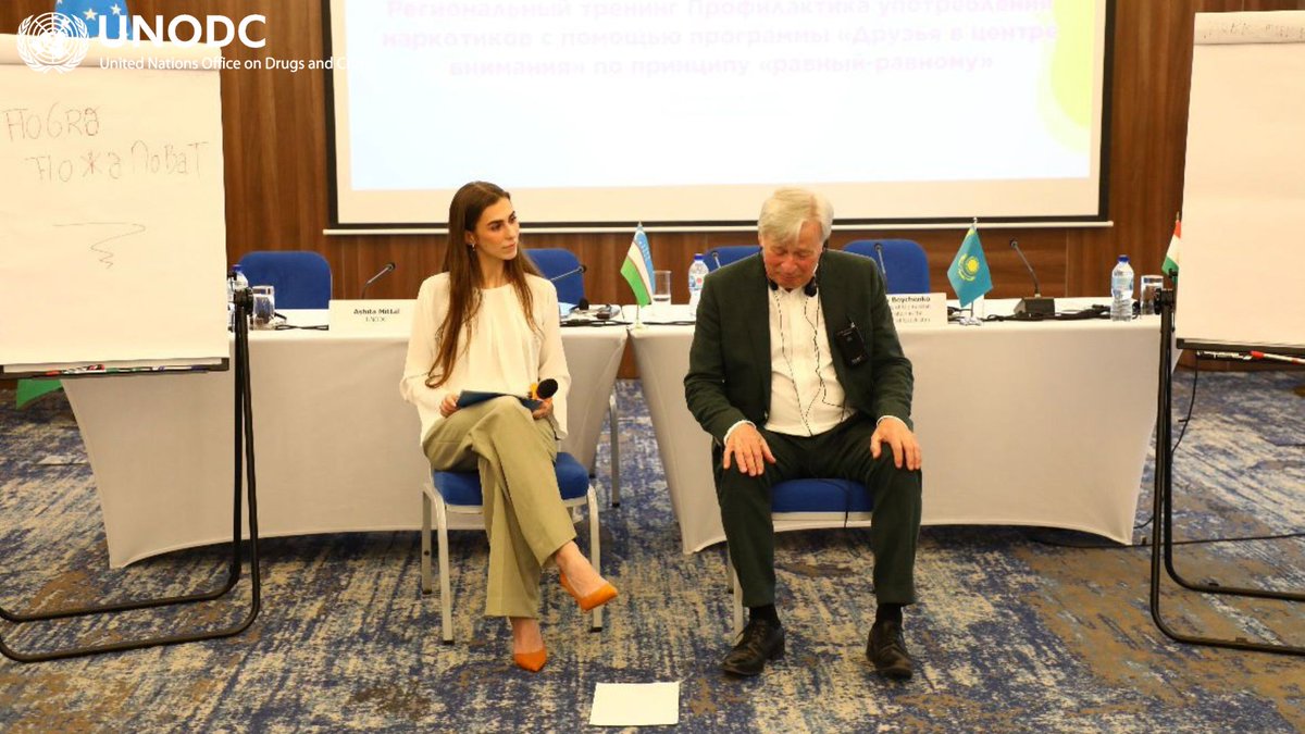 Insightful 💬at the training on peer-supported substance use prevention in Tashkent! Scaling up interventions and integrating sustainability are essential for creating lasting change! Get moreℹ️on the new P2P programme, Friends in Focus: unodc.org/unodc/preventi…