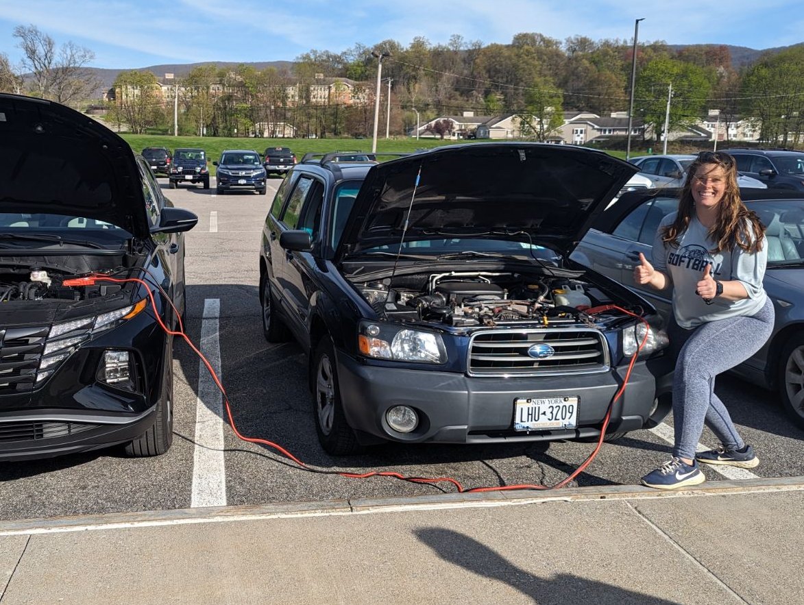 CoachOriani's tweet photo. Sometimes coaching is more than just what you do on the field. Sometimes it's about teaching the girls some life skills. Hitting homers and Jumping cars. 🥎💙 https://t.co/SGwdR979Mz